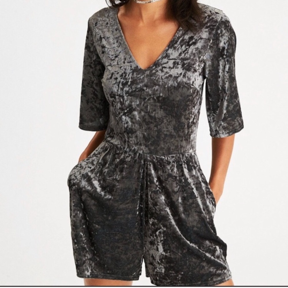 American Eagle Soft & Sexy Olive Velvet Romper